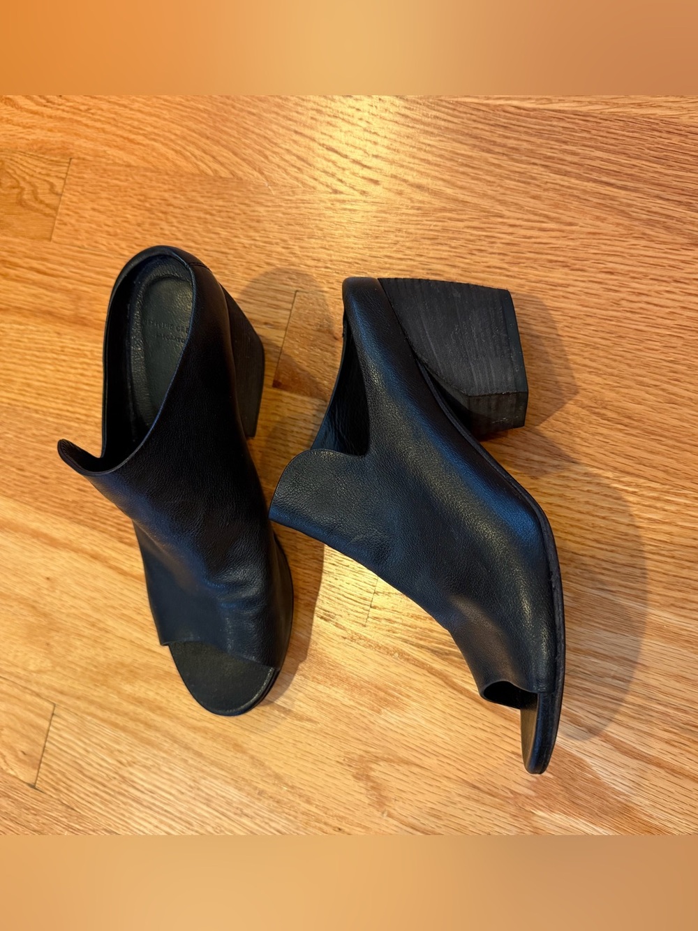 Officine Creative Black Pebbled Leather Open Toe Block Heel Mules 37.5 EU